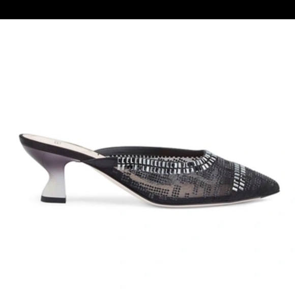 Fendi Mesh Embellished Kitten Heel, Sz 38/7.5 - Picture 3 of 6